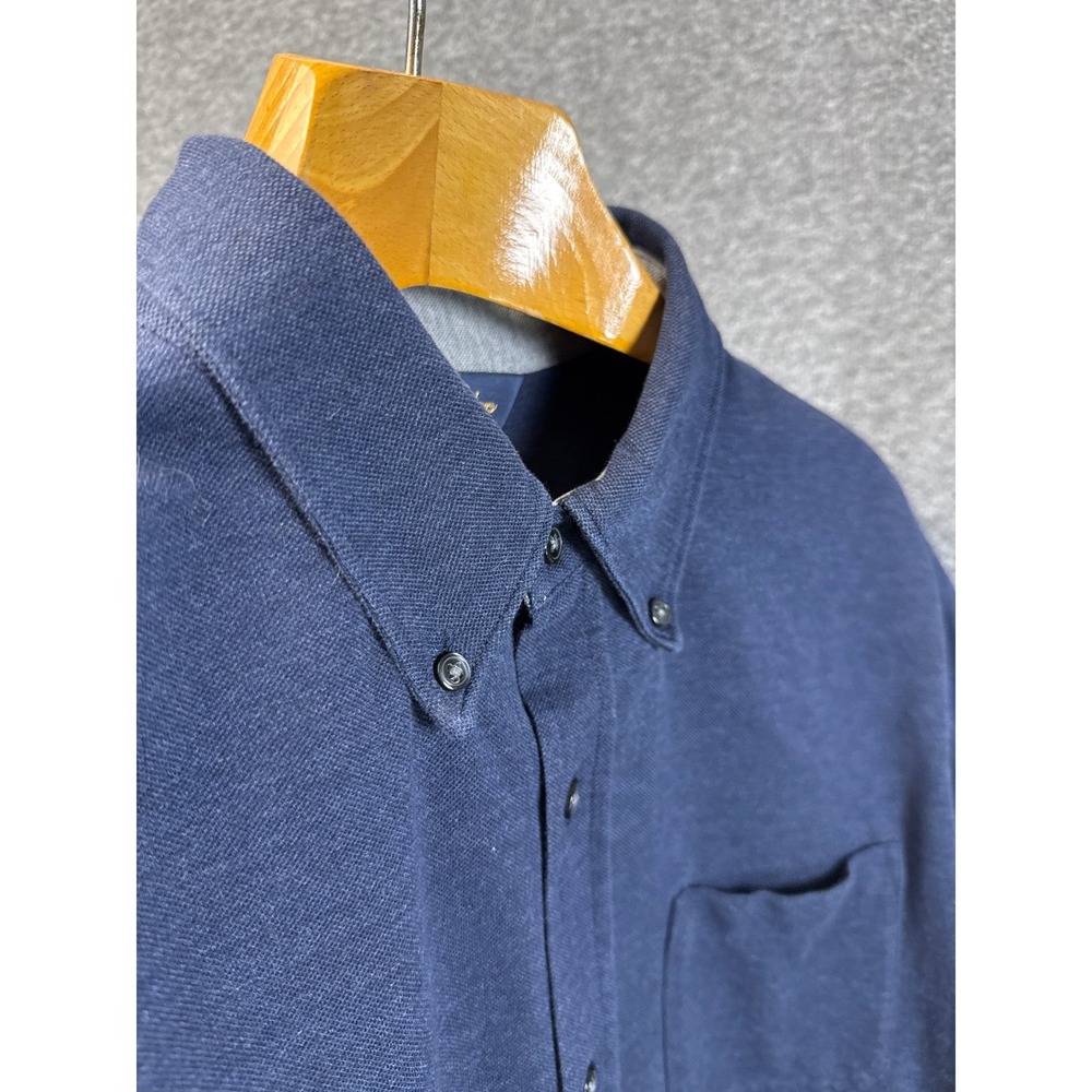 Brooks Brothers Button Down Shirt Men L Blu Excellent Upscale Jersey Long Sleeve